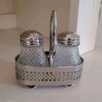 Oud verzilverd peper en zoutstel., Antiek en Kunst, Antiek | Glas en Kristal, Ophalen of Verzenden