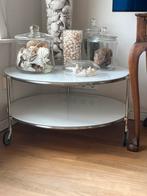 IKEA glazen tafel op wieltjes, Huis en Inrichting, Tafels | Salontafels, Ophalen, 50 tot 100 cm, Rond, Zo goed als nieuw