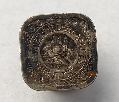 Manchetknoop van 2 muntjes Wilhelmina en vierkante stuiver, Postzegels en Munten, Munten | Nederland, Ophalen of Verzenden