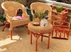 tuinset bistroset van duurzaam riet rotan bamboe vintage, 2 zitplaatsen, Overige materialen, Bijzettafel, Ophalen of Verzenden