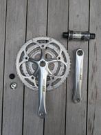 Shimano 105 triple crankset met Octalink trapas en trappers, Fietsen en Brommers, Fietsonderdelen, Crankstel of Pedalen, Gebruikt