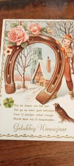 2x Ansichtkaart Gelukkig Nieuwjaar, Ophalen of Verzenden, 1940 tot 1960, Gelopen, Overijssel
