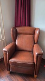Oor fauteuil, cognacleder, Huis en Inrichting, Fauteuils, Ophalen, Gebruikt, Engelse