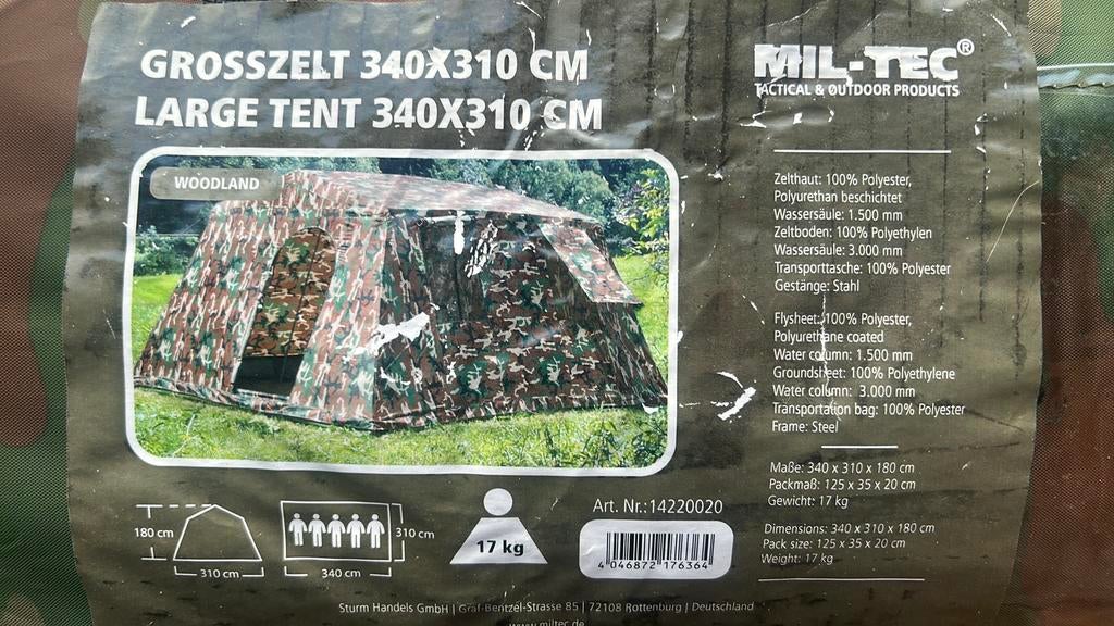 Mil-Tec grote camouflagetent – leger / outdoor / bushcraft, Caravans en Kamperen, Tenten, Ophalen, Zo goed als nieuw, Tot en met 5