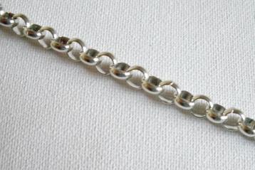 Zilverkleurige jasseron, 7 mm ronde schakel, rhodium plated beschikbaar voor biedingen