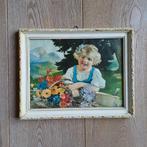 Vintage plaatje in lijst, jaren 60, Huis en Inrichting, Woonaccessoires | Schilderijen, Tekeningen en Foto's, Minder dan 50 cm