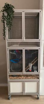 Dubbele kooi / hok, Dieren en Toebehoren, Vogels | Hokken en Kooien, Ophalen, Gebruikt, Aluminium, Volière