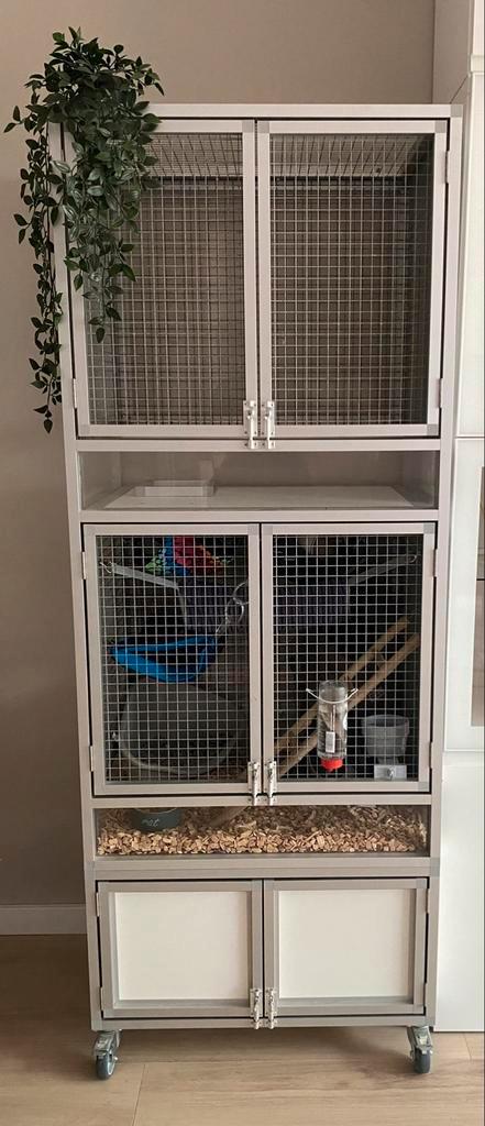 Dubbele kooi / hok, Dieren en Toebehoren, Vogels | Hokken en Kooien, Gebruikt, Volière, Aluminium, Ophalen