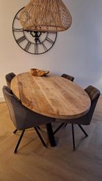 Ovale mangohout eettafel 220x100, Ophalen, Gebruikt, 100 tot 150 cm, 200 cm of meer