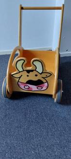 Houten loopwagen koe van janbibejan, Kinderen en Baby's, Ophalen, Zo goed als nieuw, Duw- of Trekspeelgoed