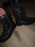 Stoere zwarte laarsjes maat 37 zgan leder, Ophalen of Verzenden, Gedragen, Zwart, Lage of Enkellaarzen