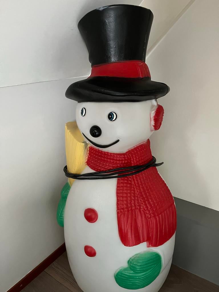 Kunstof sneeuwpop met verlichting., Diversen, Kerst, Ophalen, Gebruikt
