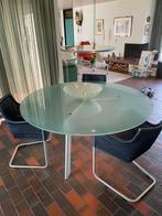 Design glazen eettafel, Huis en Inrichting, Tafels | Eettafels, Ophalen, 100 tot 150 cm, Rond, Vijf personen of meer