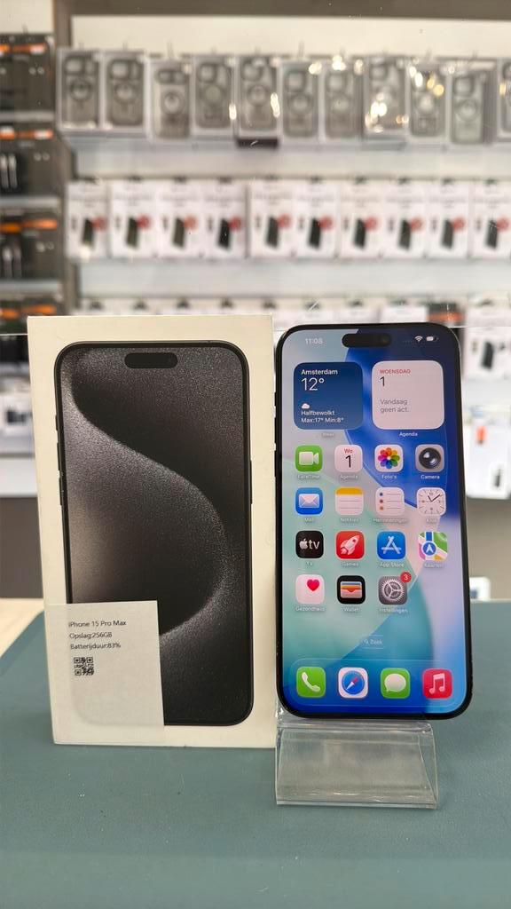 iPhone 15 Pro Max 256GB Zwart, Telecommunicatie, Mobiele telefoons | Apple iPhone, Zo goed als nieuw, 256 GB, Zonder abonnement