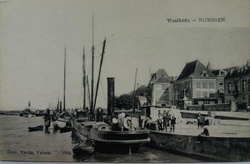 Prachtige Briefkrt: Waalkade met diversen Schokkers/Nijmegen, Verzamelen, Ansichtkaarten | Nederland, Ongelopen, Gelderland, Voor 1920