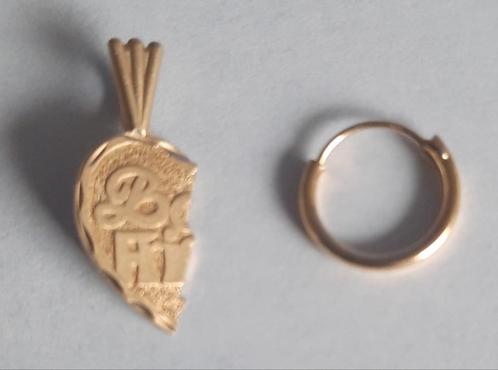 Gouden oorbelletje en gouden hangertje beide 14 Karaat, Sieraden, Tassen en Uiterlijk, Oorbellen, Gebruikt, Knopjes of Stekers