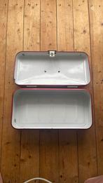 Te koop: Vintage emaille broodtrommel steenrood, Ophalen