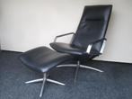 NIEUWSTAAT Montel design relax fauteuil met hocker zwart, Nieuw, Kunststof, 50 tot 75 cm, Ophalen