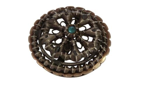 Sale Antieke 14k gouden zilveren broche roos diamant spinel, Sieraden, Tassen en Uiterlijk, Antieke sieraden, Broche, Goud, Met edelsteen