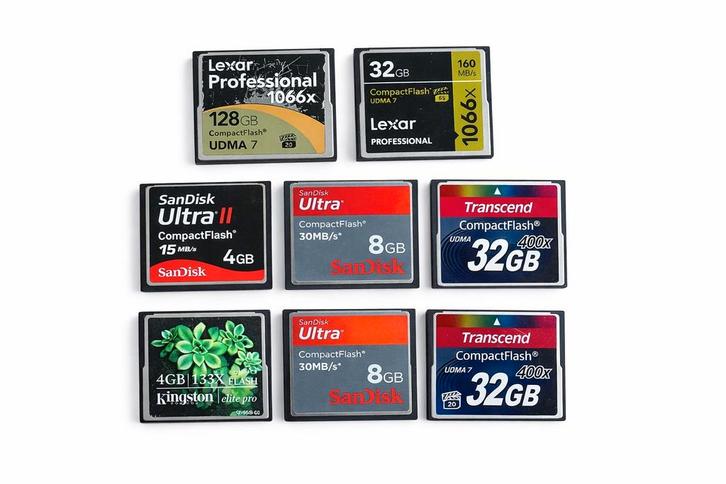 CF Kaarten - Lexar, Sandisk, Kingston, Trans, Audio, Tv en Foto, Fotografie | Geheugenkaarten, Gebruikt, Compact Flash (CF), 128 GB