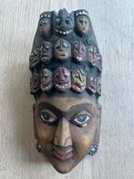 Houten Masker met Gezichten Kroon, Ophalen of Verzenden