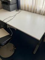 Galant Bureau Ikea, wit blad, 80x160, 2 poten, verstelbaar!, Ophalen, In hoogte verstelbaar, Zo goed als nieuw, Bureau