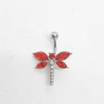 Libelle rood navelpiercing, Met strass, Ophalen of Verzenden, Navelpiercing