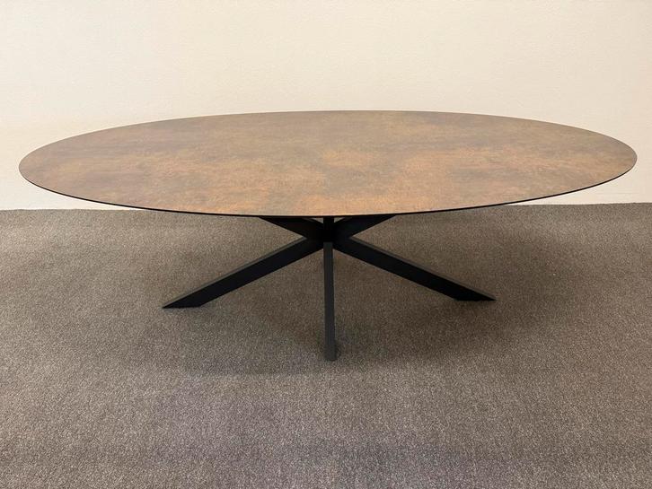 Ovale eettafel HPL roest print 240x120, Huis en Inrichting, Tafels | Eettafels, Zo goed als nieuw, 100 tot 150 cm, 200 cm of meer