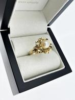 Vintage Gouden Rozet Ring Zoetwater Parel Mt 17.5, Sieraden, Tassen en Uiterlijk, Ringen, Goud, Goud, 17 tot 18, Ophalen of Verzenden