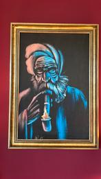 Schilderij nik man met pijp blauw, Ophalen