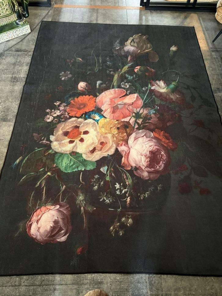 Vloerkleed met bloemen (160 x 230cm), Huis en Inrichting, Stoffering | Tapijten en Kleden, Zo goed als nieuw, 150 tot 200 cm, 200 cm of meer