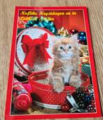 Rode kitten - kerstkaart, Verzenden, 1980 tot heden, Gelopen, Hond of Kat