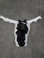 Satijnen Sissy String - Maat S, Verzenden, Zwart