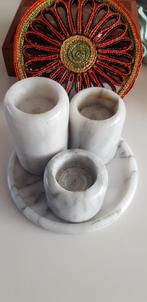 Marmeren  setje waxinelicht, Ophalen of Verzenden, Zo goed als nieuw, Overige materialen, Minder dan 25 cm