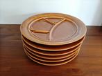 Vintage okergele Fondue Borden - Set van 6, Gebruikt, Ophalen of Verzenden, Bord(en), Effen