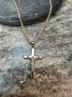 14k Gouden Vossenstaart Ketting met Kruis, Sieraden, Tassen en Uiterlijk, Kettingen, Ophalen of Verzenden, Nieuw, Goud, Met hanger