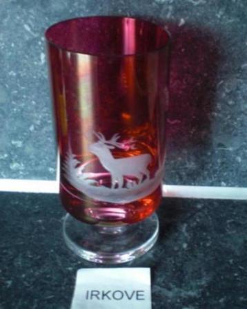 FRAAI ENGELS DRINKGLAS * CRANBERRY MET HERT * Geëtst * beschikbaar voor biedingen