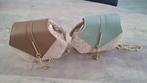 Trendy rieten damestas, rond model met gouden details NIEUW!, Ophalen of Verzenden, Nieuw, Beige, Schoudertasje