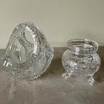 Mandje en potje – handgeslepen Oost-Europees kristal, Antiek en Kunst, Antiek | Glas en Kristal, Ophalen