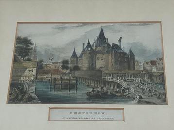 Litho van St.Anthonies Waag en Fischmarkt Amsterdam beschikbaar voor biedingen