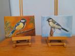Schilderij koolmees en jong - eigen werk - origineel cadeau, Ophalen of Verzenden