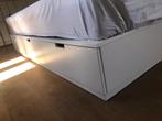 Bed nordli ikea 1.80 x 200 opberglades, Ophalen, Gebruikt, Wit, Tweepersoons