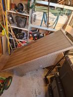 Rieten tafel met houten blad, verstelbare tafel - Jutlandia, Ophalen, Zo goed als nieuw, Rechthoekig, Hout