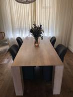 Eetkamer tafel hout 220x96cm (evt. met 6 stoelen) Goossens, 200 cm of meer, 50 tot 100 cm, Gebruikt, Rechthoekig