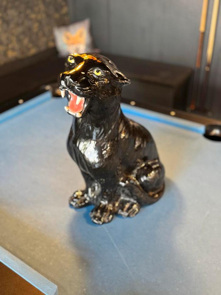 Vintage Panter Beeld - Beschadigd, Tuin en Terras, Tuinbeelden, Gebruikt, Dierenbeeld, Overige materialen, Ophalen