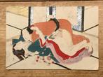 Japanse shunga houtblok prent, Antiek en Kunst, Kunst | Niet-Westerse kunst, Verzenden