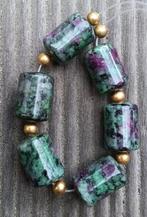 DB56 Kralen tube robijn in zoisiet 14x9mm 6 stuks, Verzenden, Nieuw, Kraal