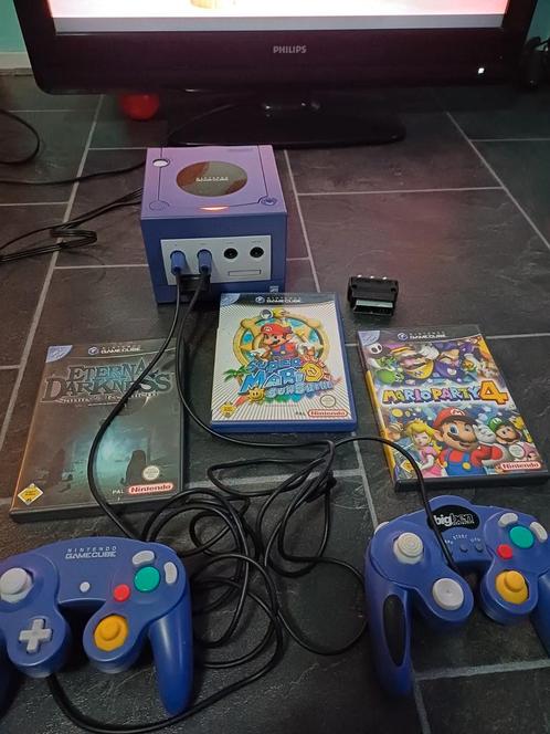 Nintendo GameCube Paars + 2 Controllers + Games, Spelcomputers en Games, Spelcomputers | Nintendo GameCube, Gebruikt, Paars, Met 2 controllers