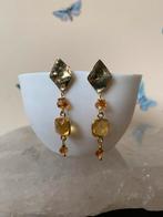 Citrien facet zilver beschermt welvaart geluk voorspoed TIP, Sieraden, Tassen en Uiterlijk, Oorbellen, Geel, Nieuw, Ophalen of Verzenden