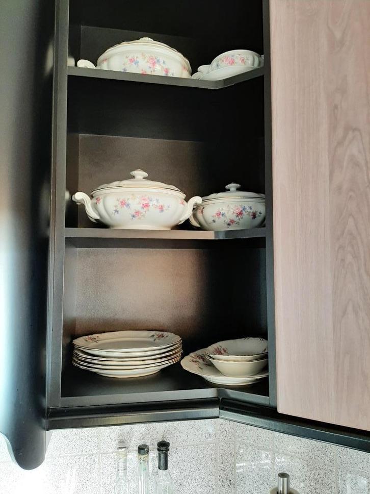 servies jaren 50 met rose/blauwe teint bloemen, Antiek en Kunst, Antiek | Servies compleet, Ophalen of Verzenden